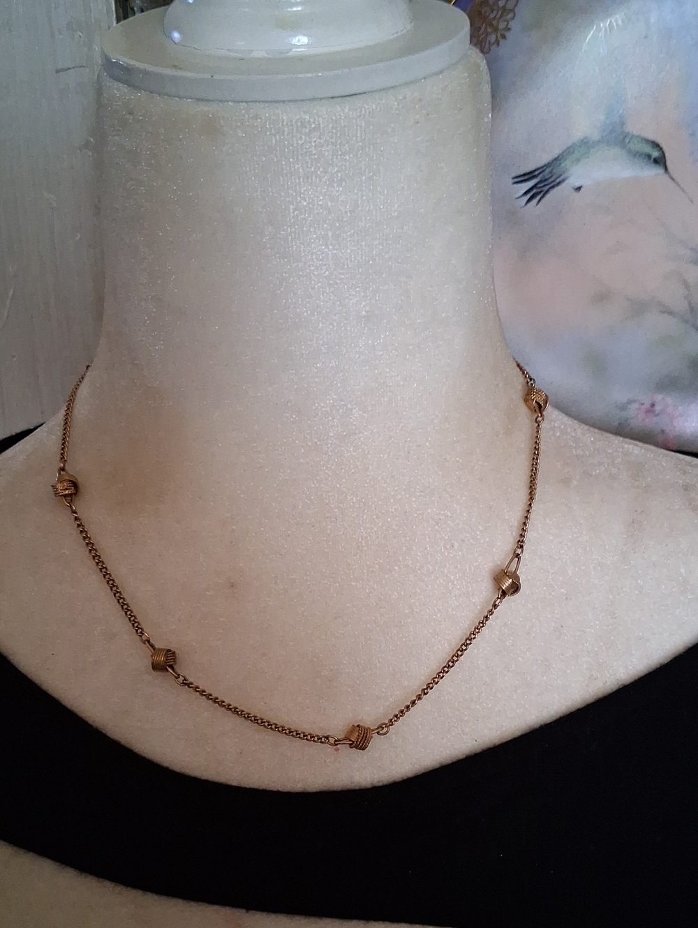 Delicate Gold-Tone Bead Station Necklace